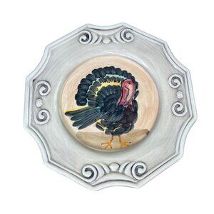 Marco e Cristina Decorative Platter Turkey Made In Italy Thanksgiving Gobbler